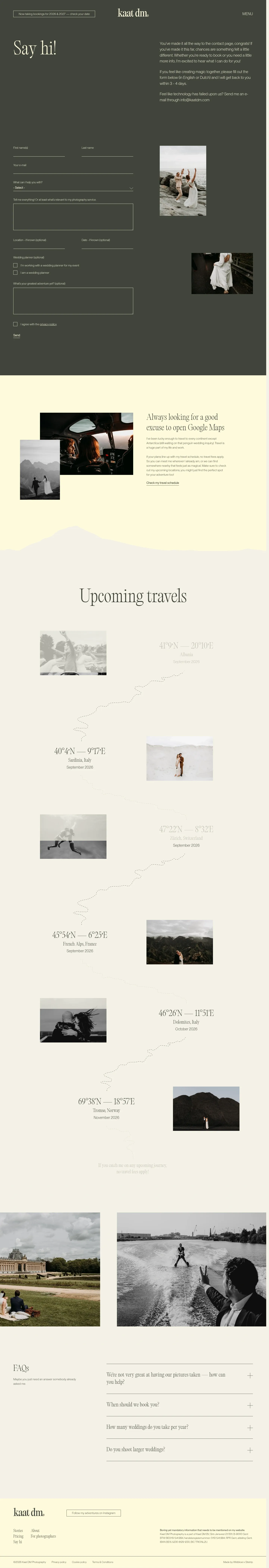 Screenshot of Kaat DM at desktop width