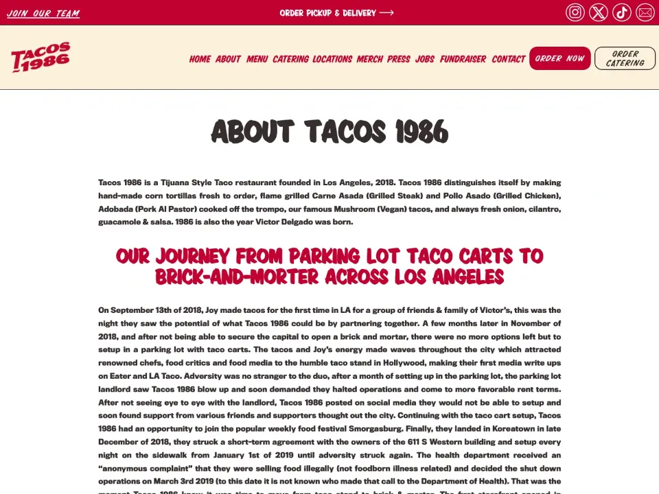 Tacos 1986 — About