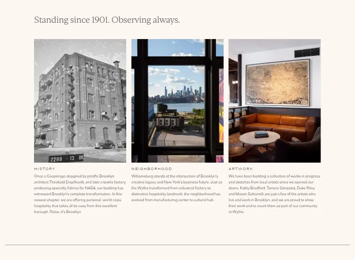 Standing since 1901. Observing always on Wythe Hotel