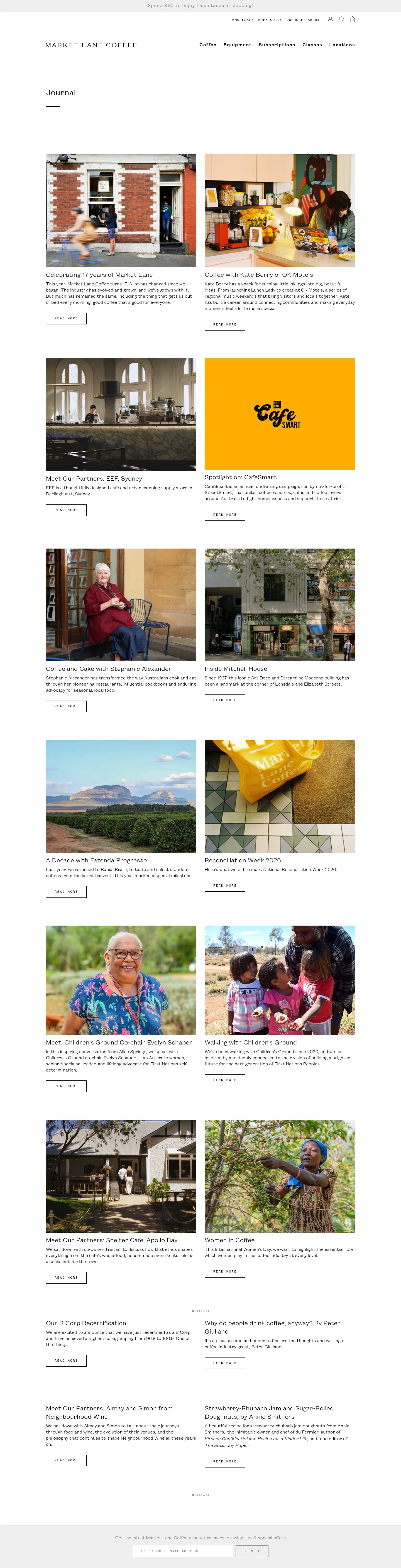 Screenshot of Market Lane Coffee at desktop width