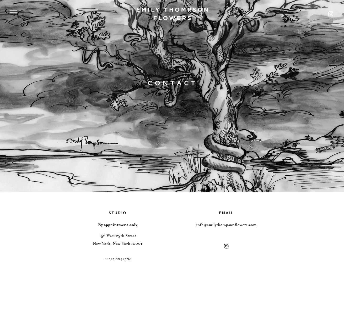 Screenshot of Emily Thompson Flowers at desktop width