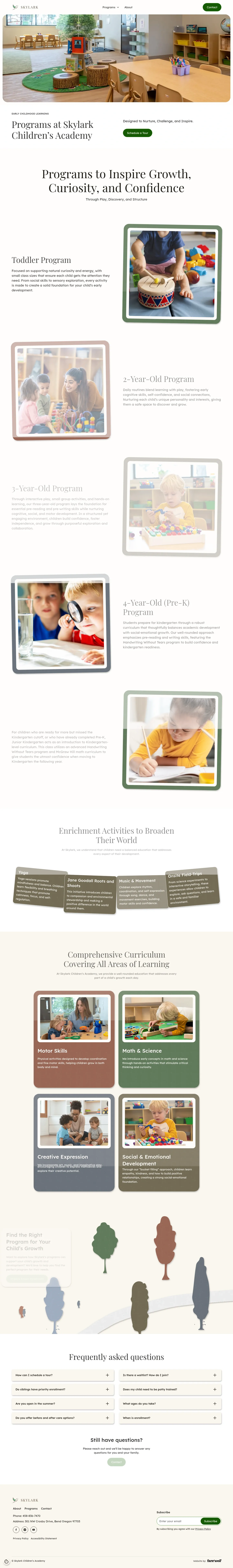 Screenshot of Skylark Children's Academy at desktop width