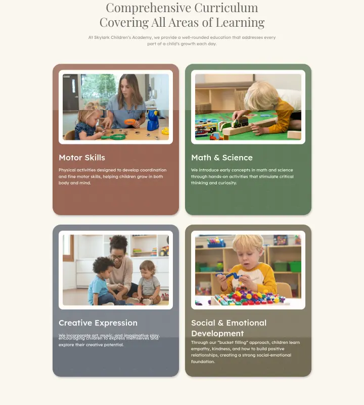 Comprehensive Curriculum Covering All Areas of… on Skylark Children's Academy