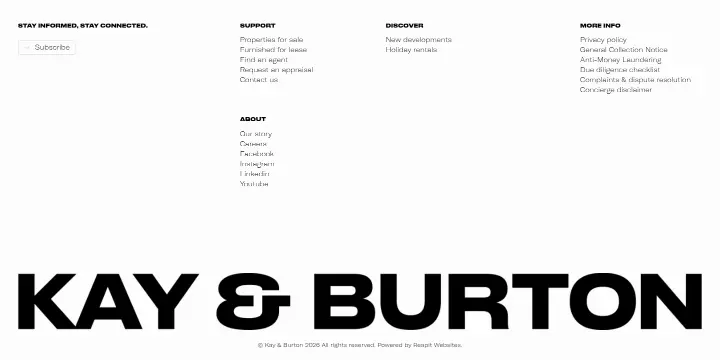 Footer on Kay & Burton