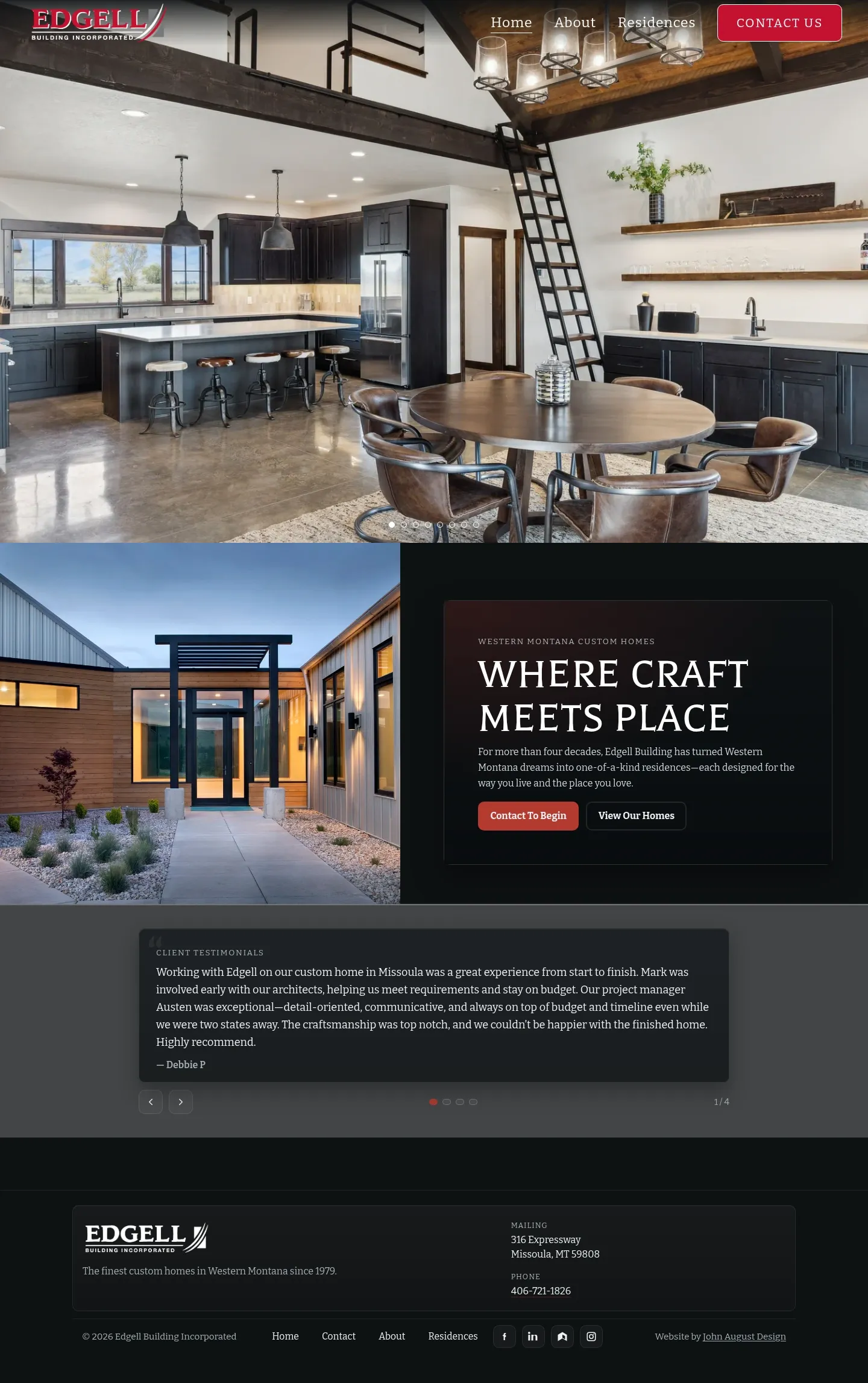 Screenshot of Edgell Building at desktop width