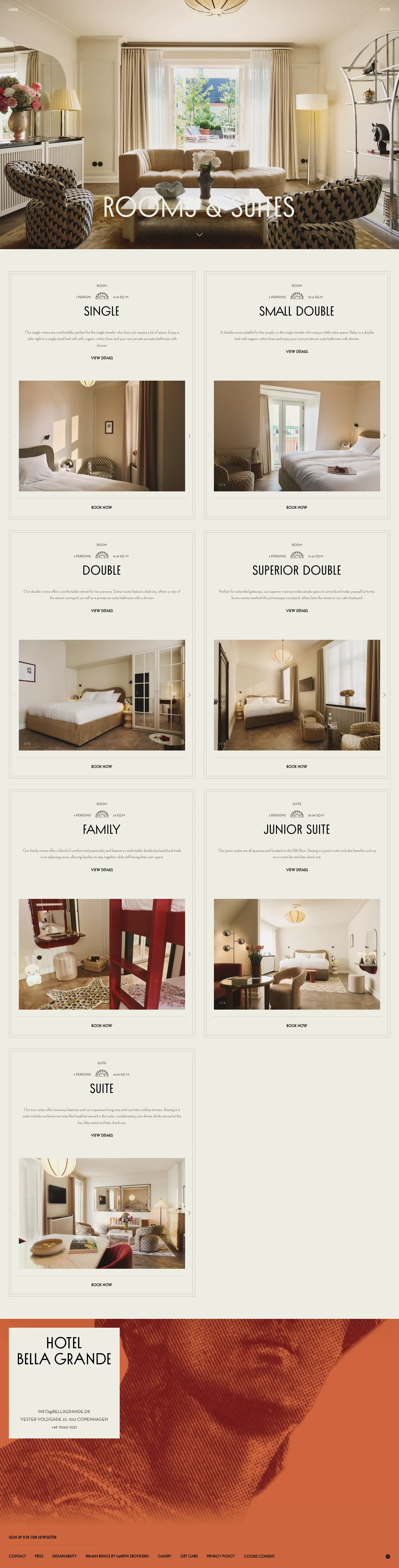 Screenshot of Hotel Bella Grande at desktop width