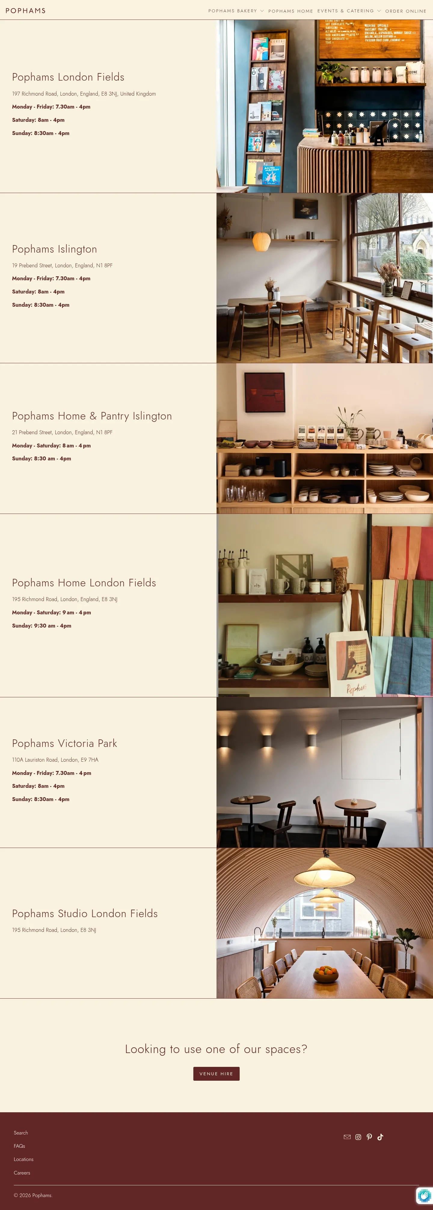 Screenshot of Pophams at desktop width