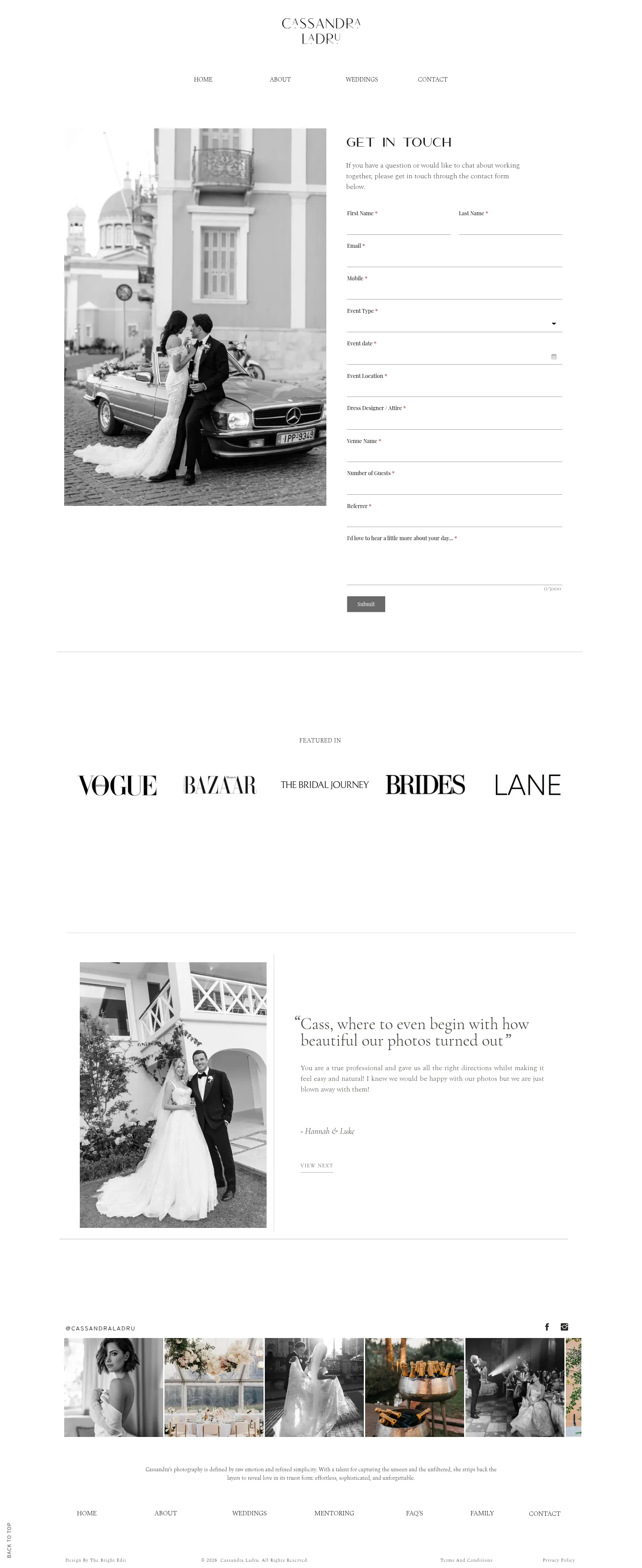 Screenshot of Cassandra Ladru at desktop width