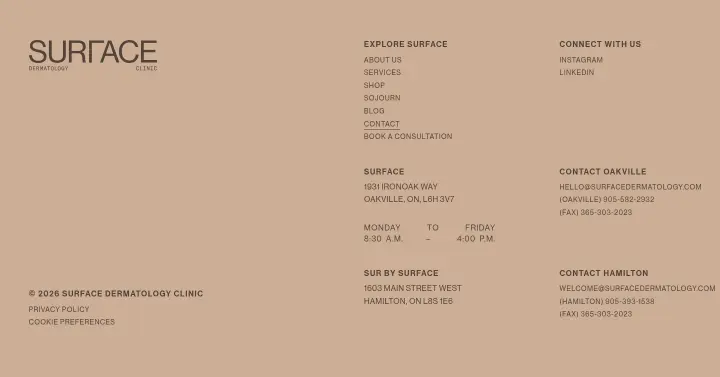 Footer on Surface Dermatology Clinic