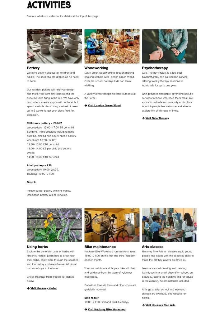 Activities on Hackney City Farm