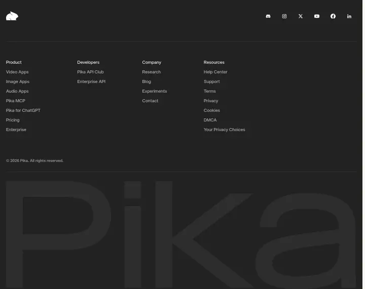 Footer on Pika