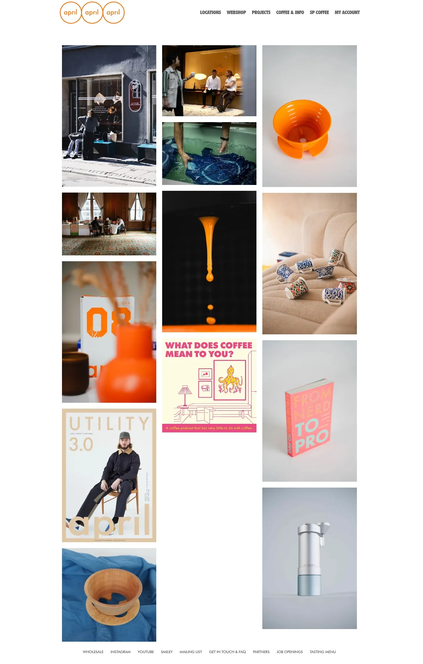 Screenshot of April Coffee Roasters at desktop width