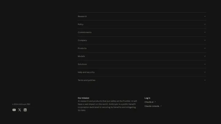 Footer on Anthropic