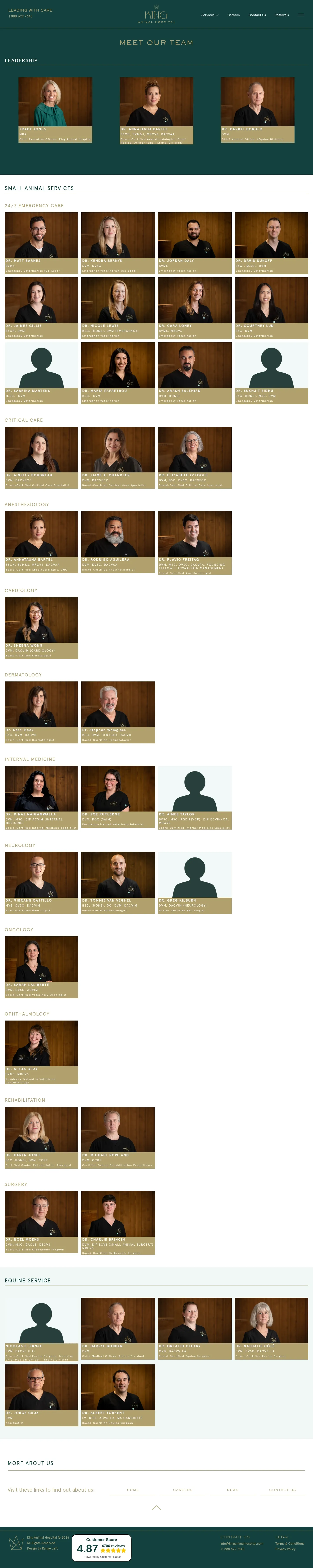Screenshot of King Animal Hospital at desktop width