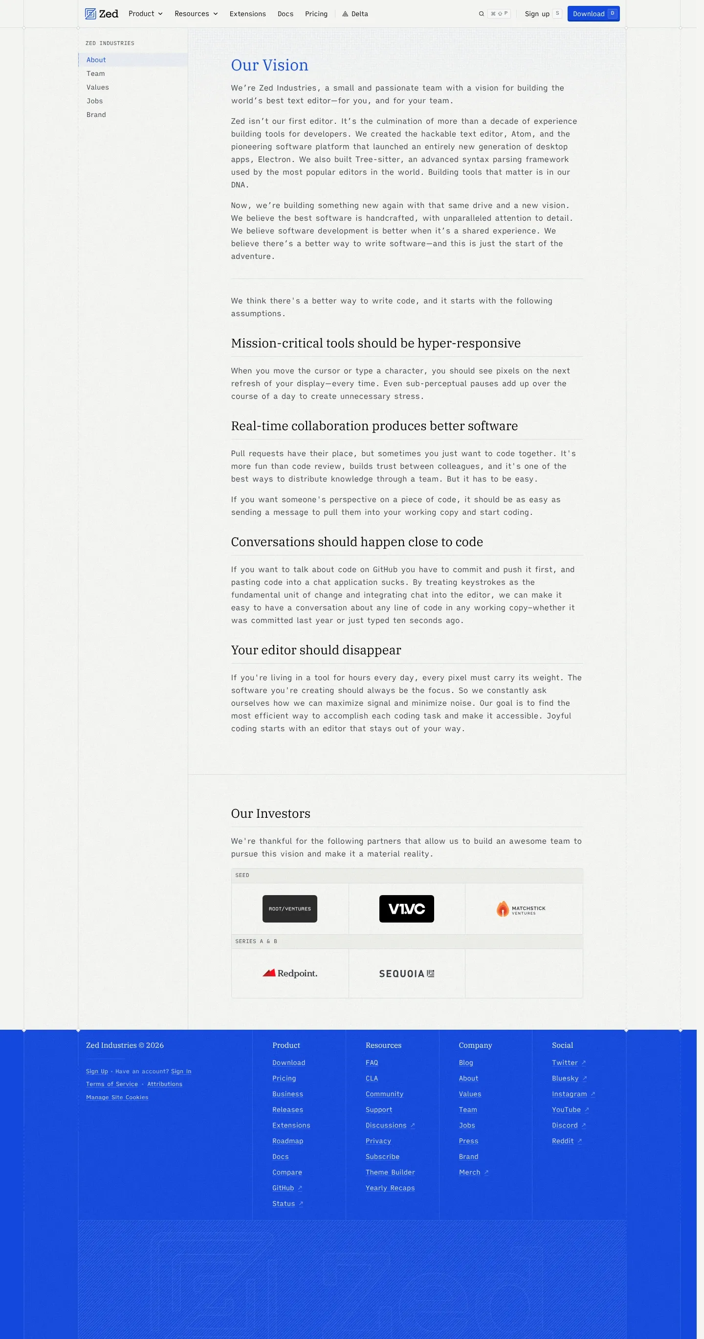 Screenshot of Zed at desktop width