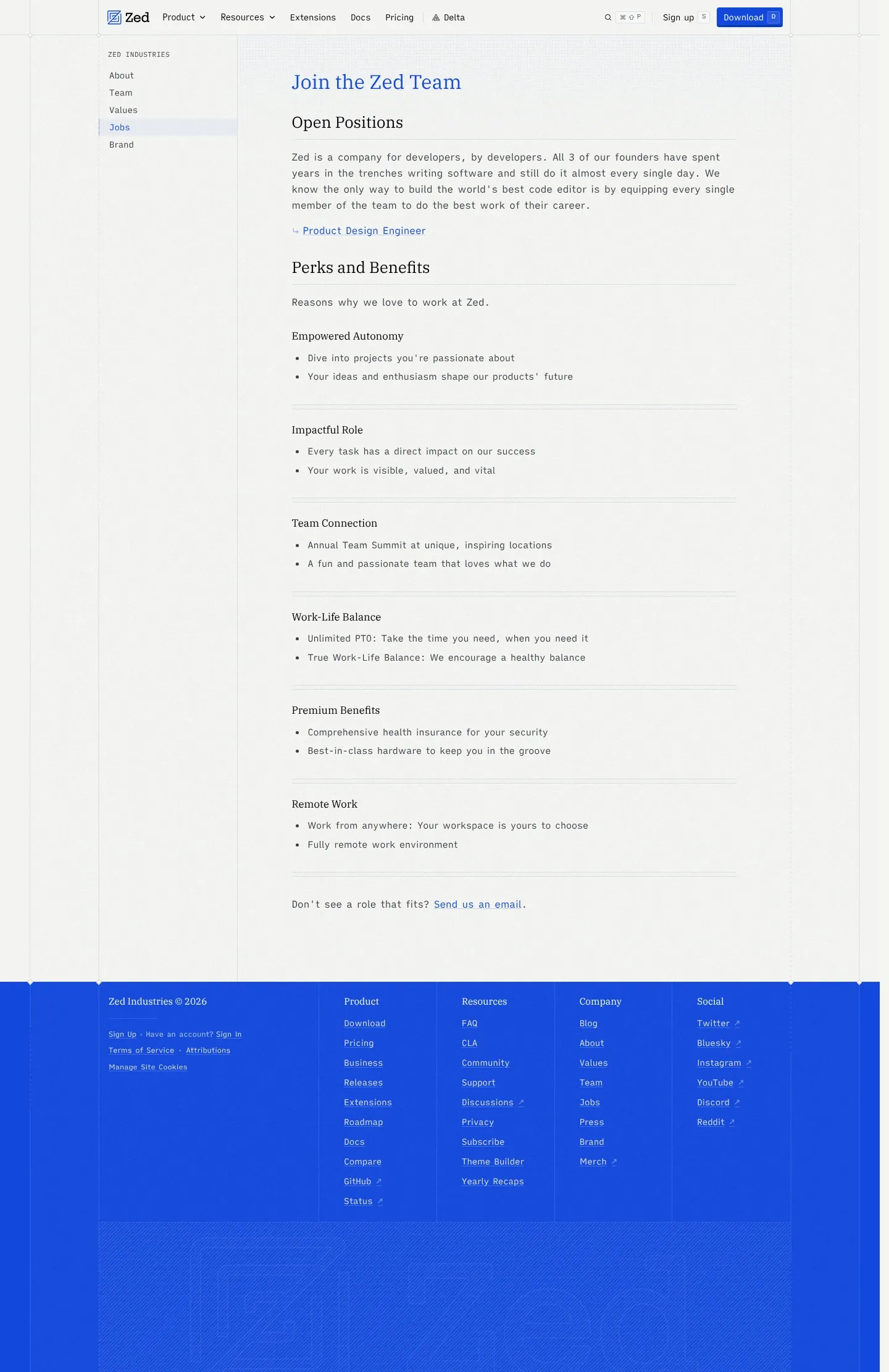 Screenshot of Zed at desktop width