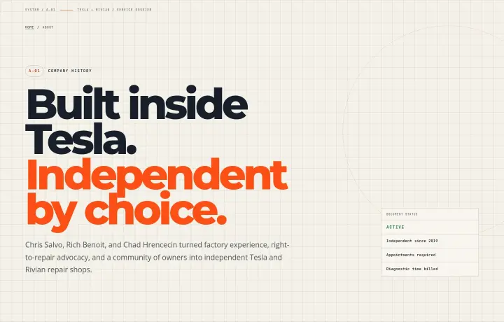 Built inside Tesla. Independent by choice on The Electrified Garage