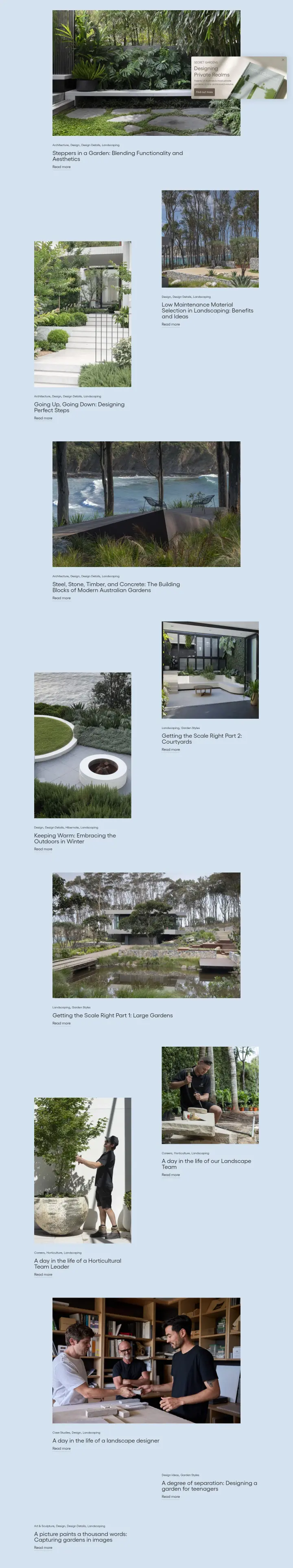 Going Up, Going Down: Designing Perfect Steps on Secret Gardens