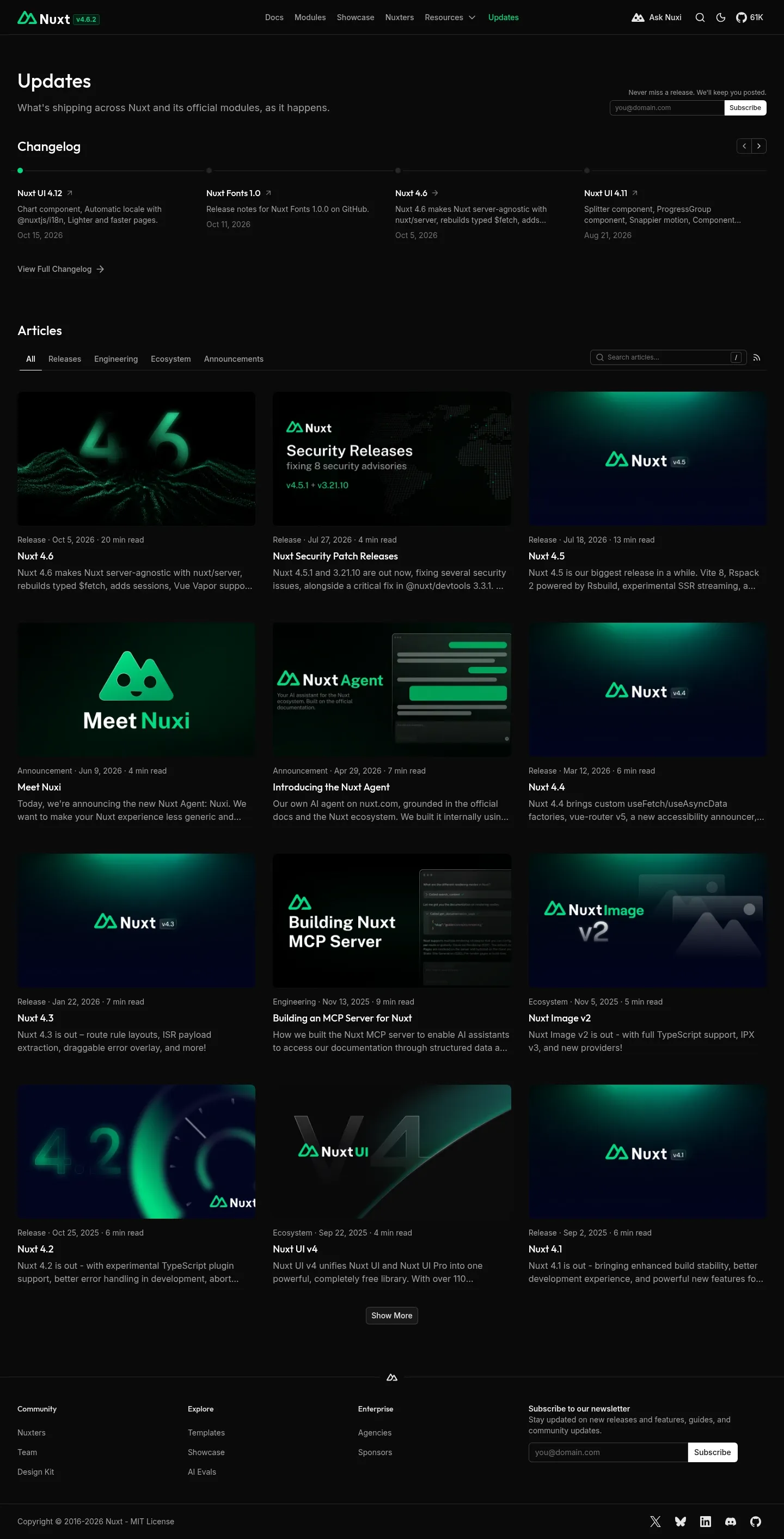 Screenshot of Nuxt at desktop width