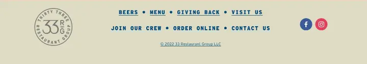 Footer on Heritage Pizza & Taproom