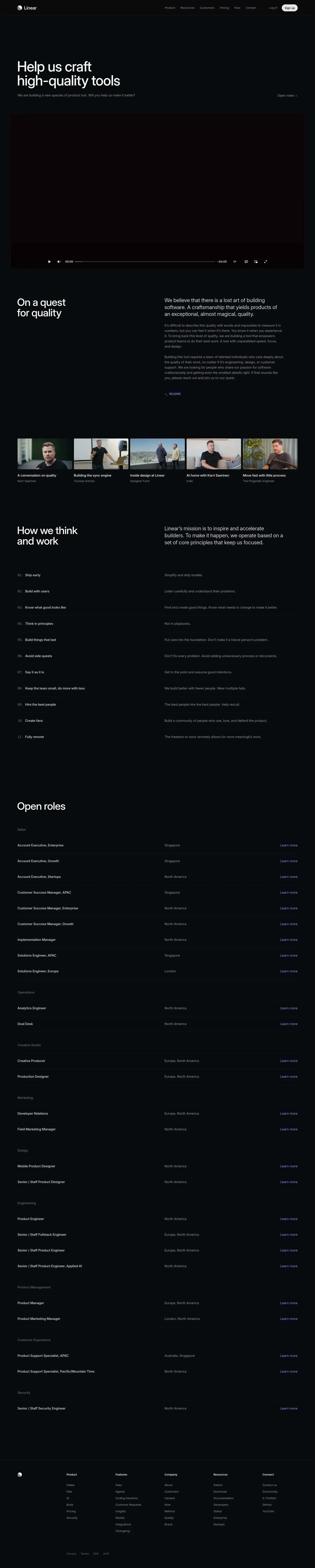 Screenshot of Linear at desktop width