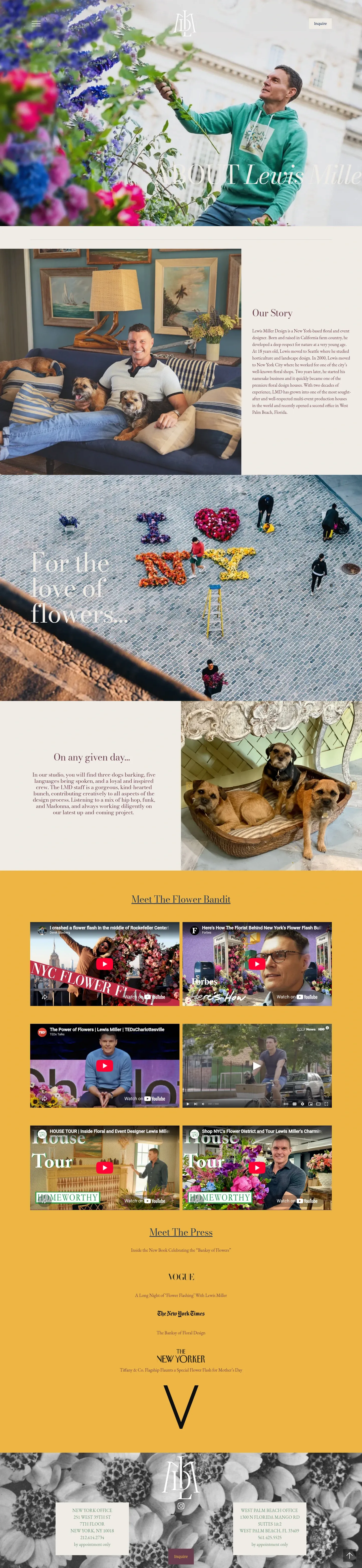 Screenshot of Lewis Miller Design at desktop width