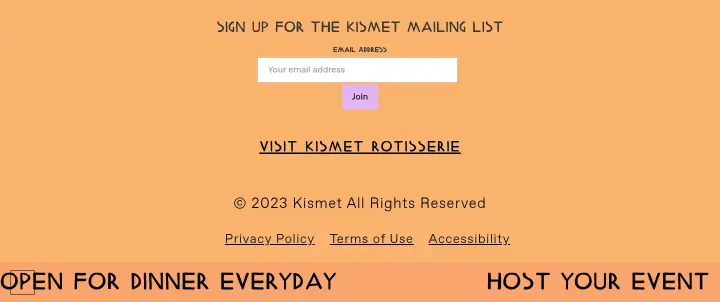 Footer on Kismet