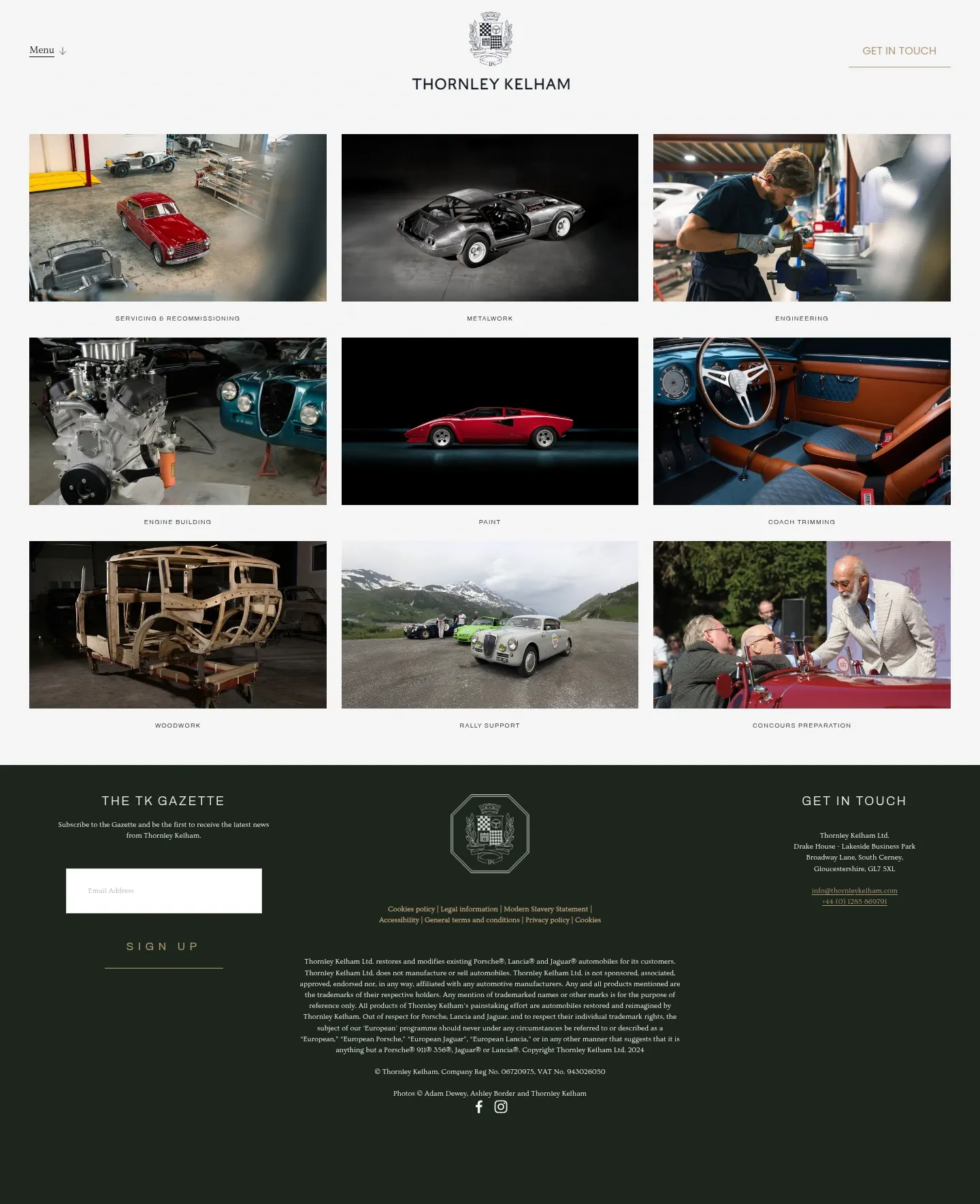 Screenshot of Thornley Kelham at desktop width