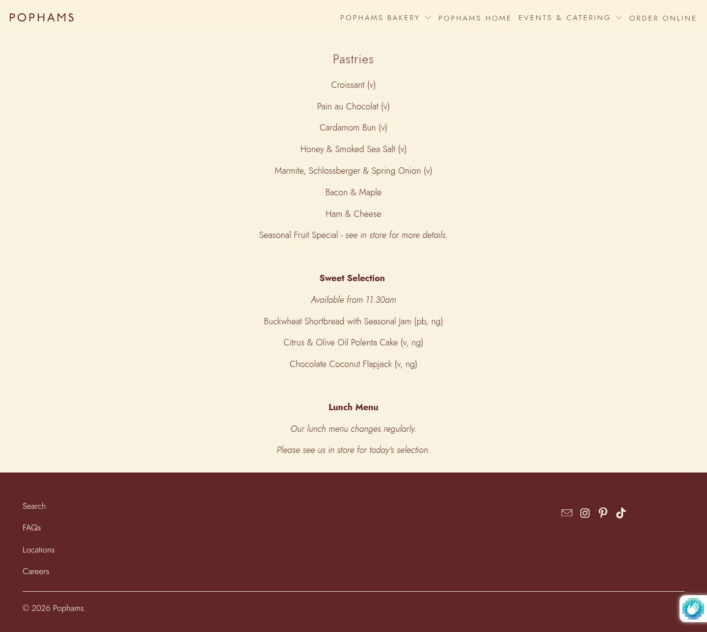 Screenshot of Pophams at desktop width