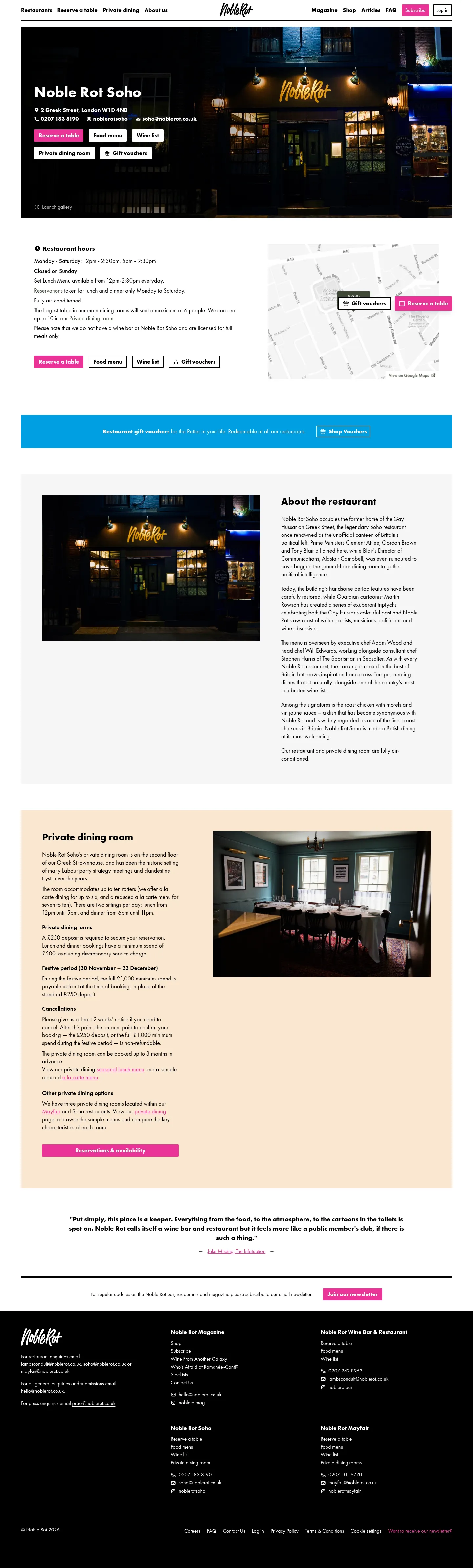 Screenshot of Noble Rot at desktop width