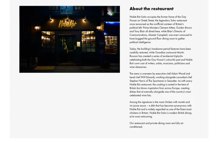 About the restaurant on Noble Rot
