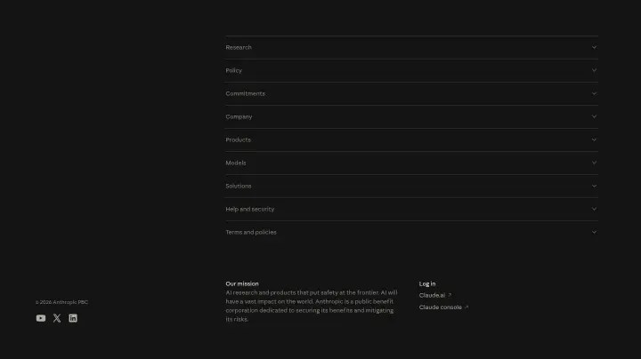 Footer on Anthropic