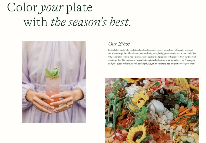 Color your plate with the season's best on Cedar Lakes Estate
