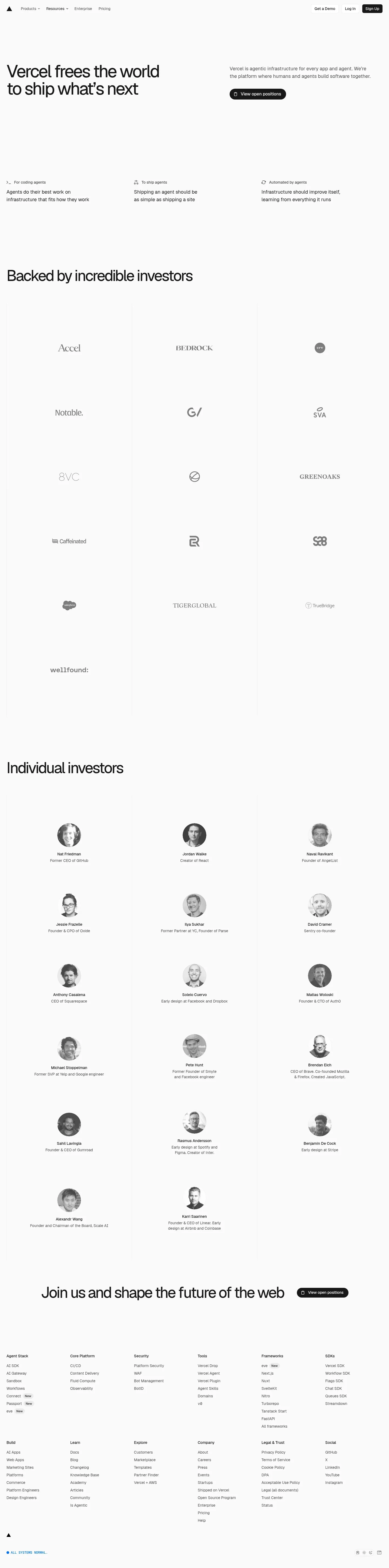 Screenshot of Vercel at desktop width