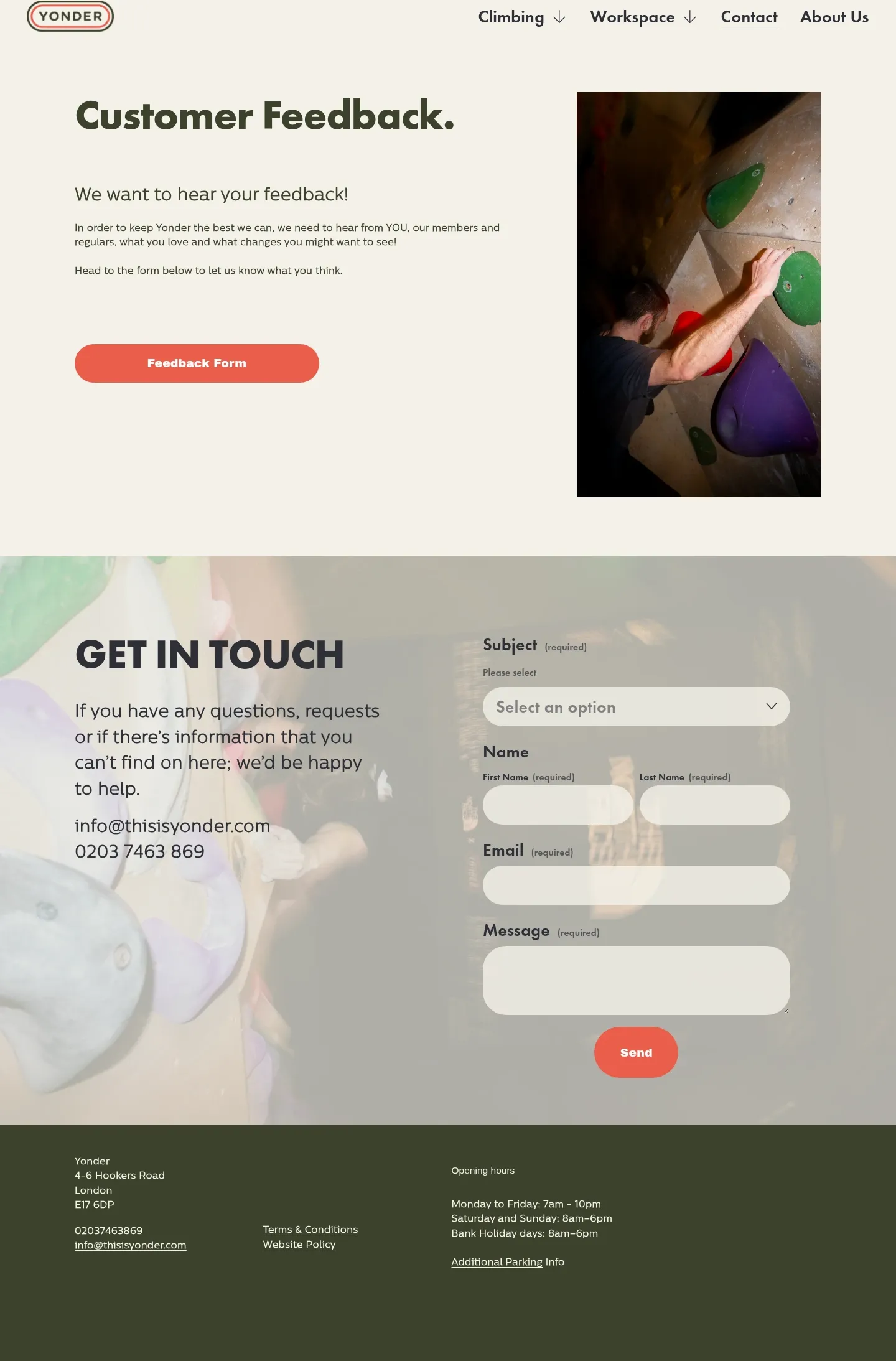 Screenshot of Yonder at desktop width