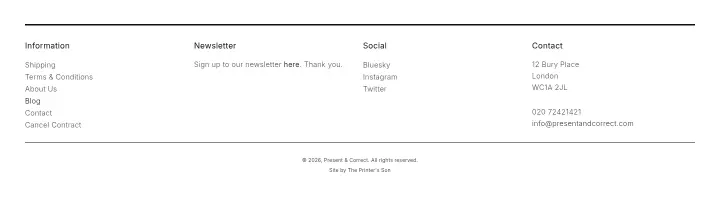 Footer on Present & Correct