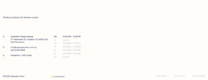 Footer on Odyssée Clinic