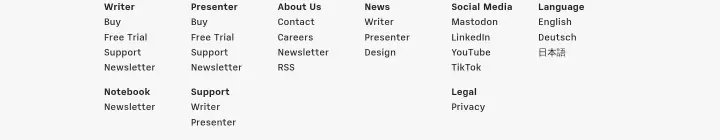 Footer on iA