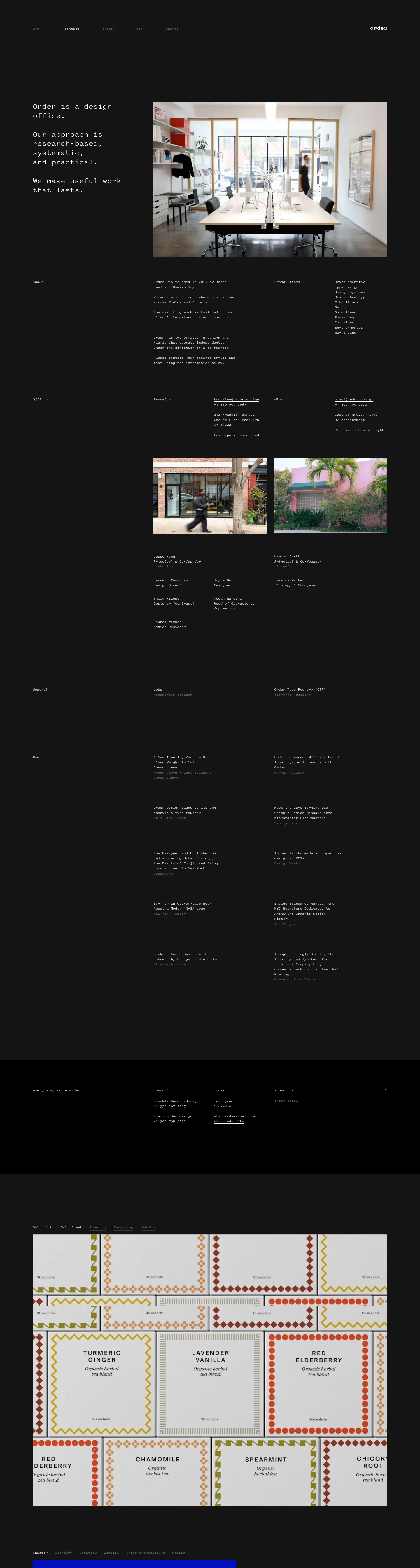 Screenshot of Order at desktop width