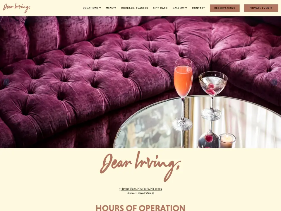Dear Irving — Landing page