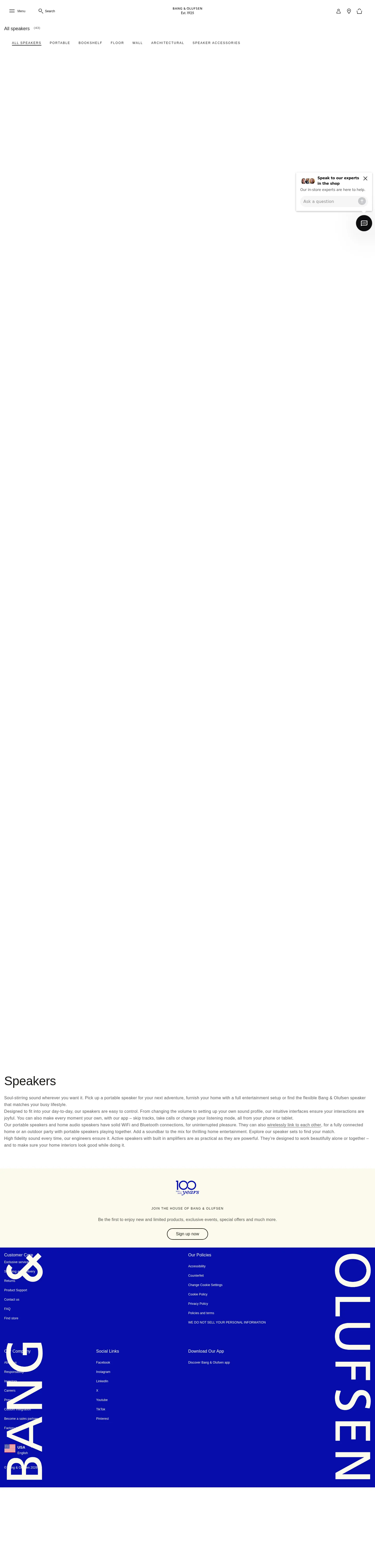 Screenshot of Bang & Olufsen at desktop width