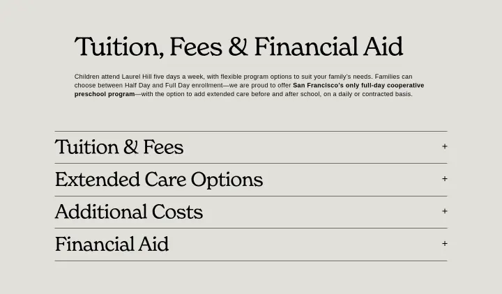 Tuition, Fees & Financial Aid on Laurel Hill Nursery School