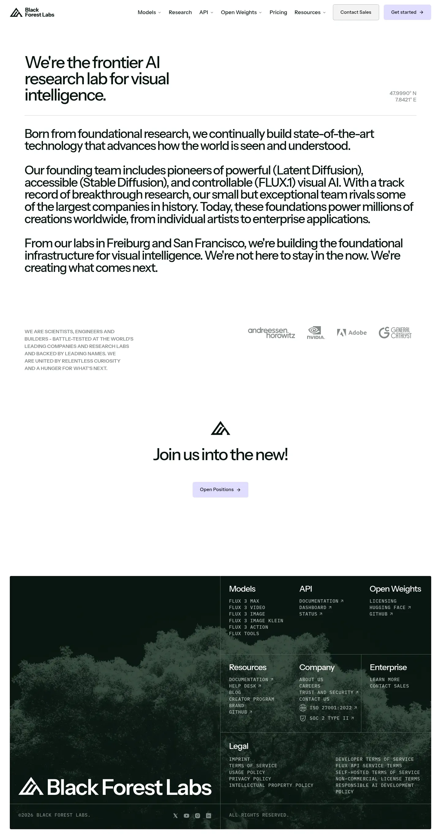 Screenshot of Black Forest Labs at desktop width