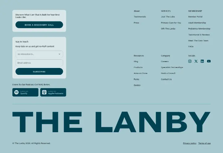 Footer on The Lanby
