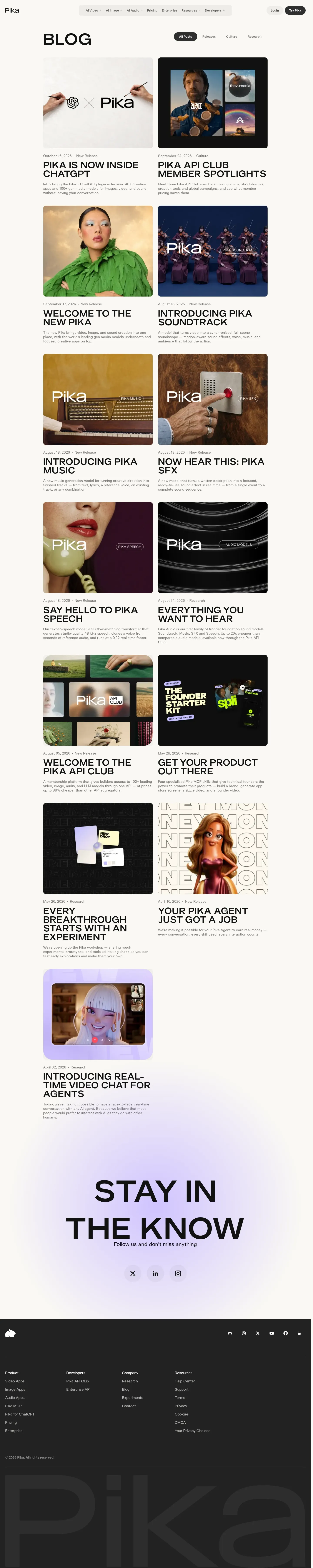 Screenshot of Pika at desktop width