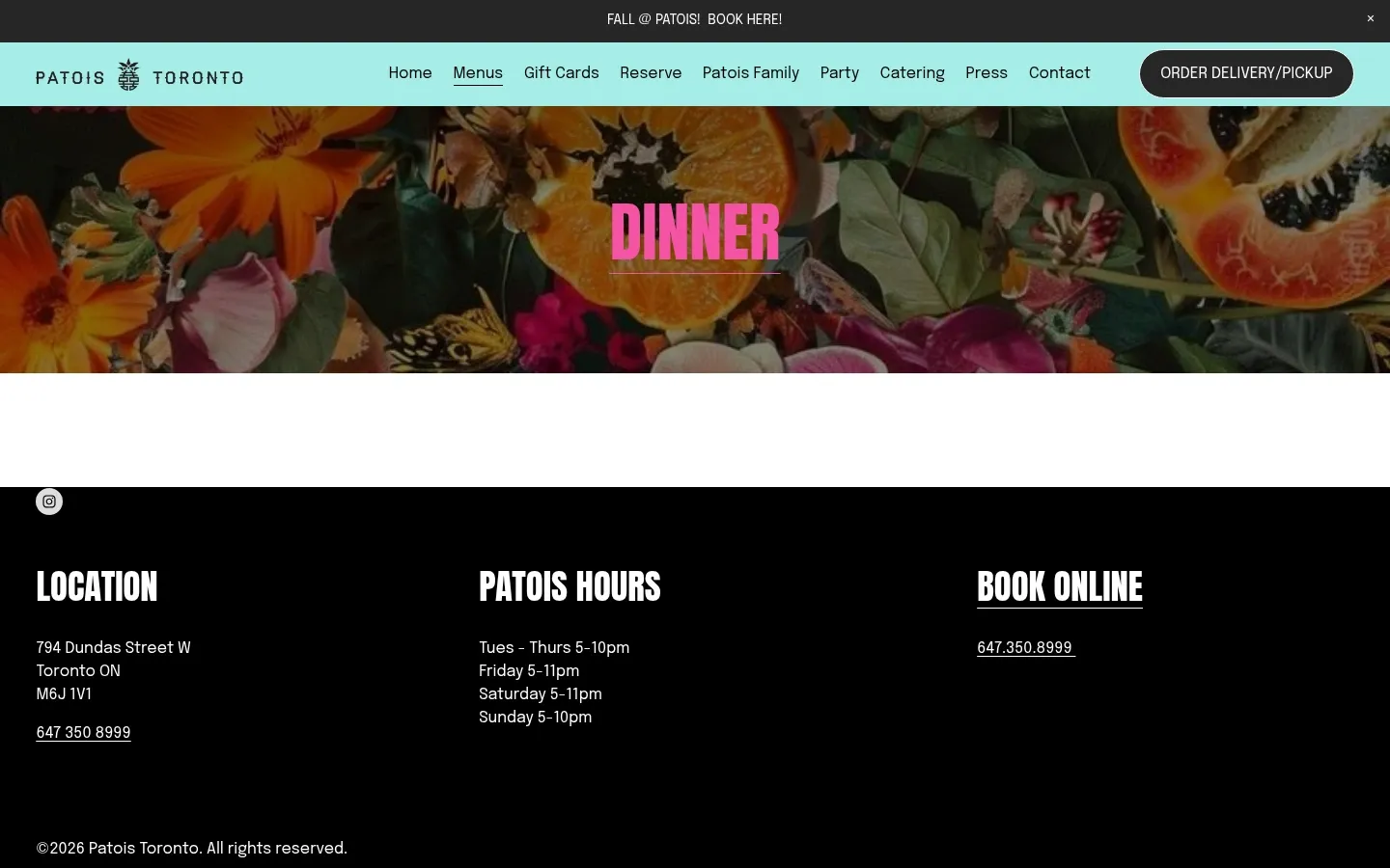 Screenshot of Patois at desktop width