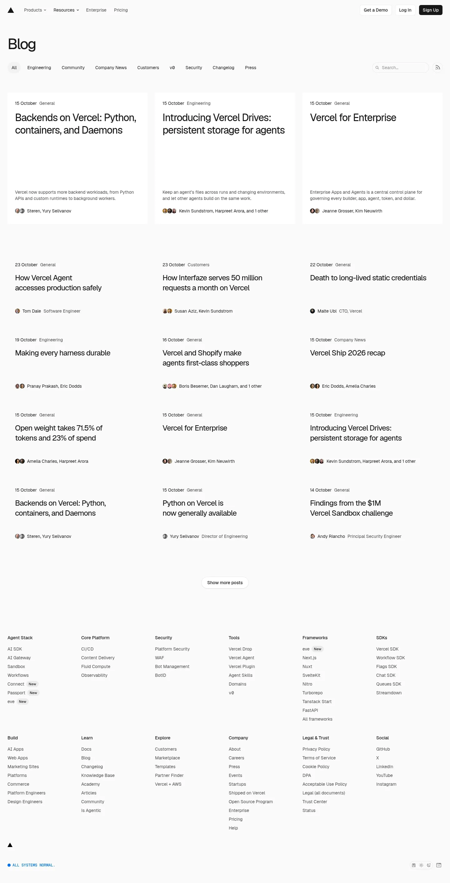 Screenshot of Vercel at desktop width