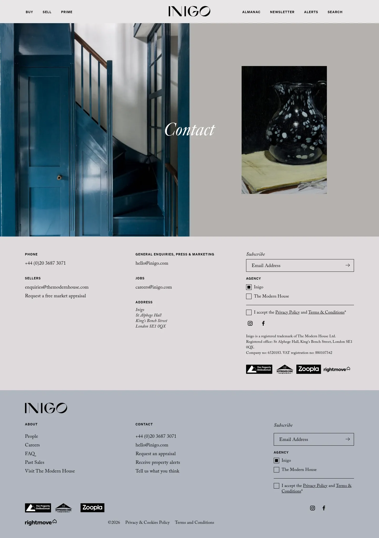 Screenshot of Inigo at desktop width