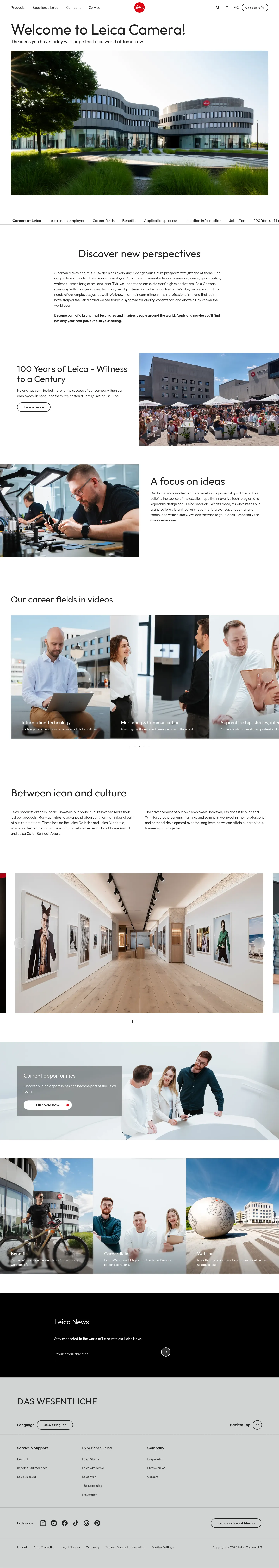Screenshot of Leica Camera at desktop width