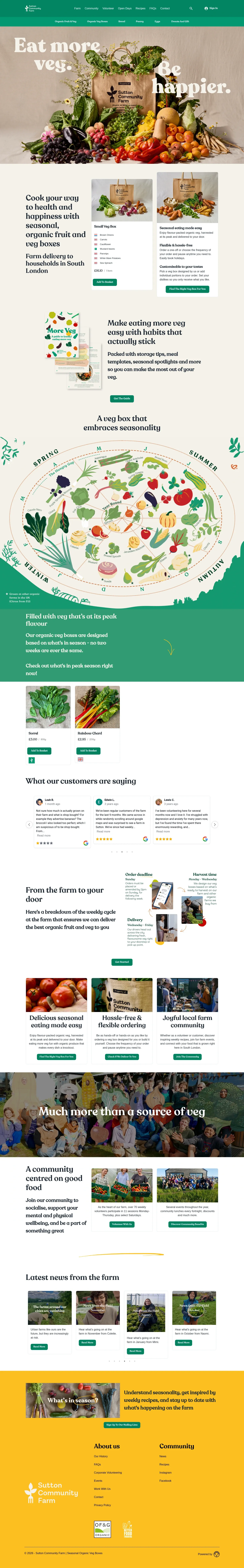 Screenshot of Sutton Community Farm at desktop width